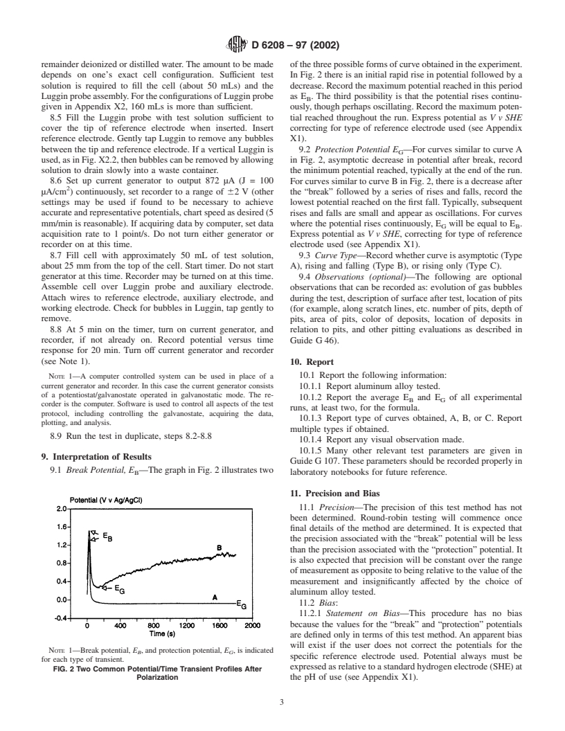 ASTM D6208-97(2002) - Standard Test Method for Repassivation Potential of Aluminum and Its Alloys by Galvanostatic Measurement