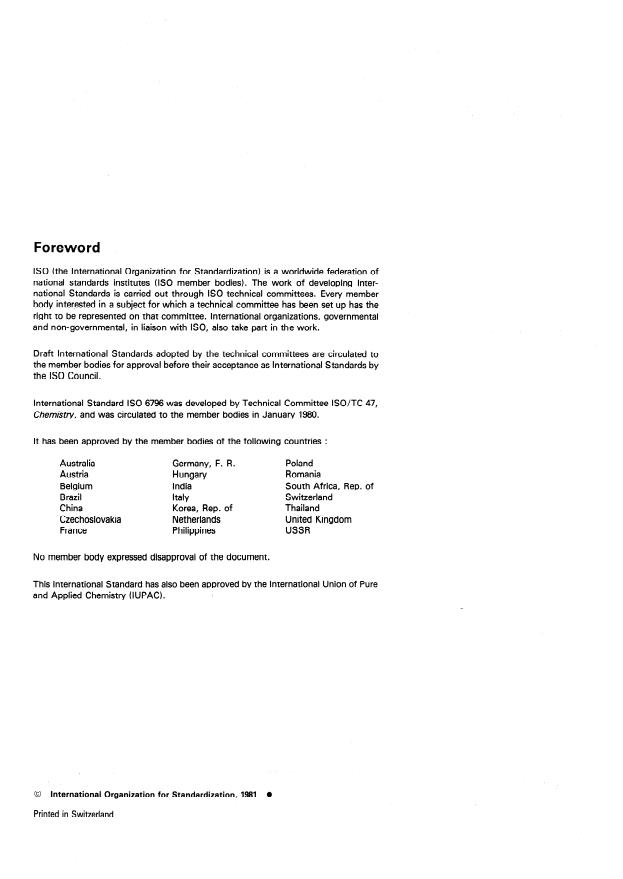 ISO 6796:1981 ISO 6796:1981 - Polyglycols for industrial use -- Determination of hydroxyl number -- Phthalic anhydride esterification method - Page 2 preview