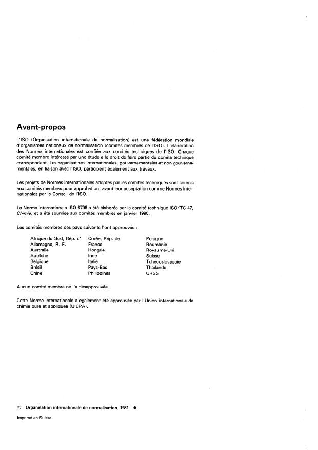 ISO 6796:1981 ISO 6796:1981 - Polyglycols a usage industriel -- Détermination de l'indice d'hydroxyle -- Méthode par estérification a l'anhydride phtalique - Page 2 preview