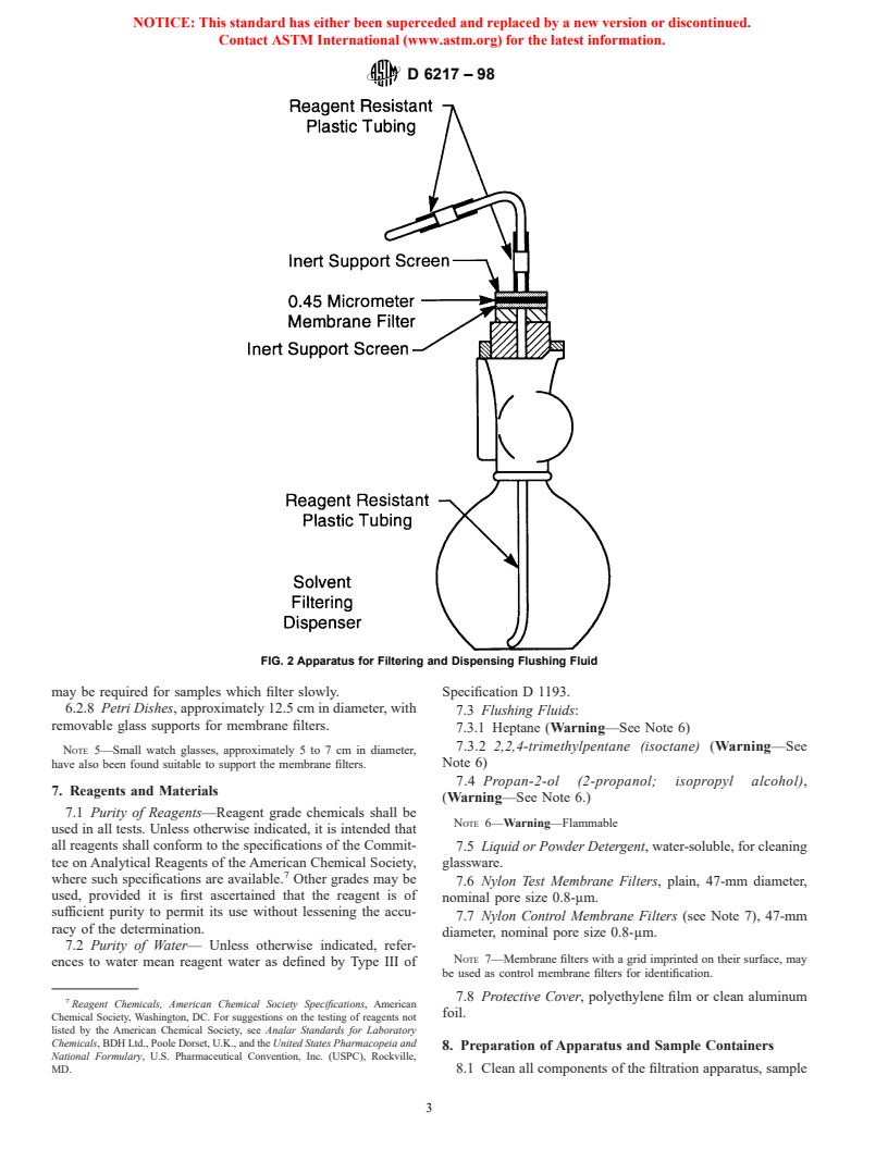 ASTM D6217-98 - Standard Test Method for Particulate Contamination in Middle Distillate Fuels by Laboratory Filtration