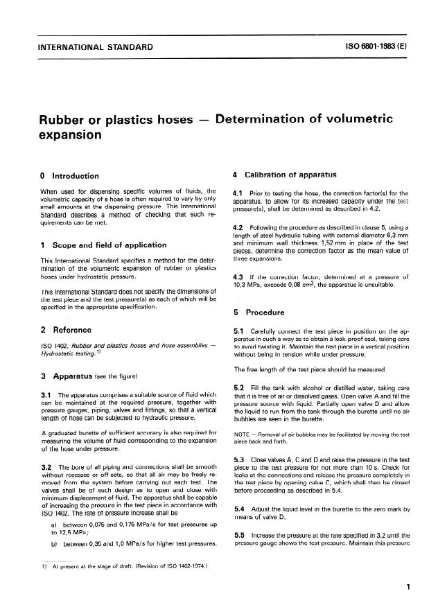 ISO 6801:1983 - Rubber or plastics hoses -- Determination of volumetric expansion