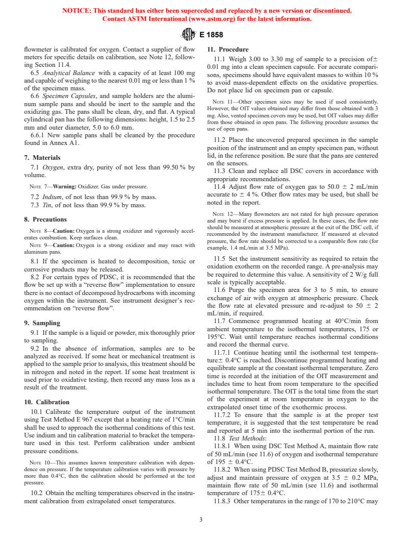 ASTM E1858-00 - Standard Test Method for Determining Oxidation Induction Time of Hydrocarbons by Differential Scanning Calorimetry