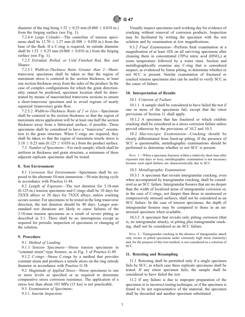 ASTM G47-98 - Standard Test Method for Determining Susceptibility to Stress-Corrosion Cracking of 2XXX and 7XXX Aluminum Alloy Products