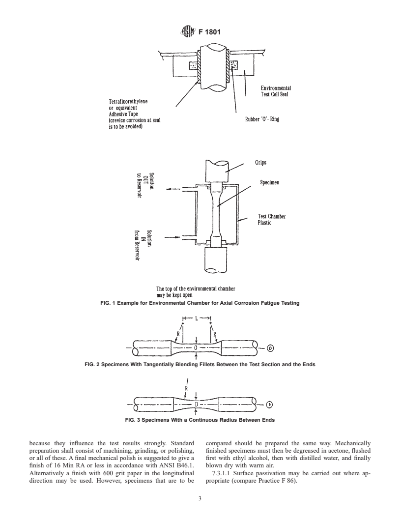 ASTM F1801-97 - Standard Practice for Corrosion Fatigue Testing of Metallic Implant Materials