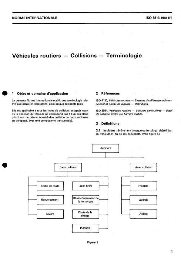 ISO 6813:1981 - Véhicules routiers -- Collisions -- Terminologie