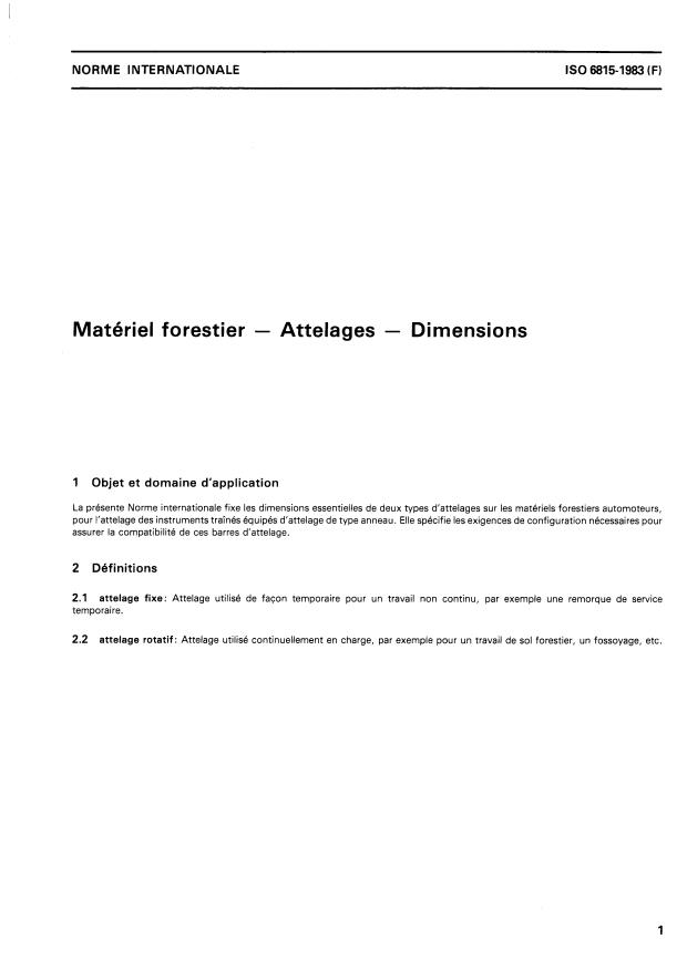 ISO 6815:1983 - Matériel forestier -- Attelages -- Dimensions