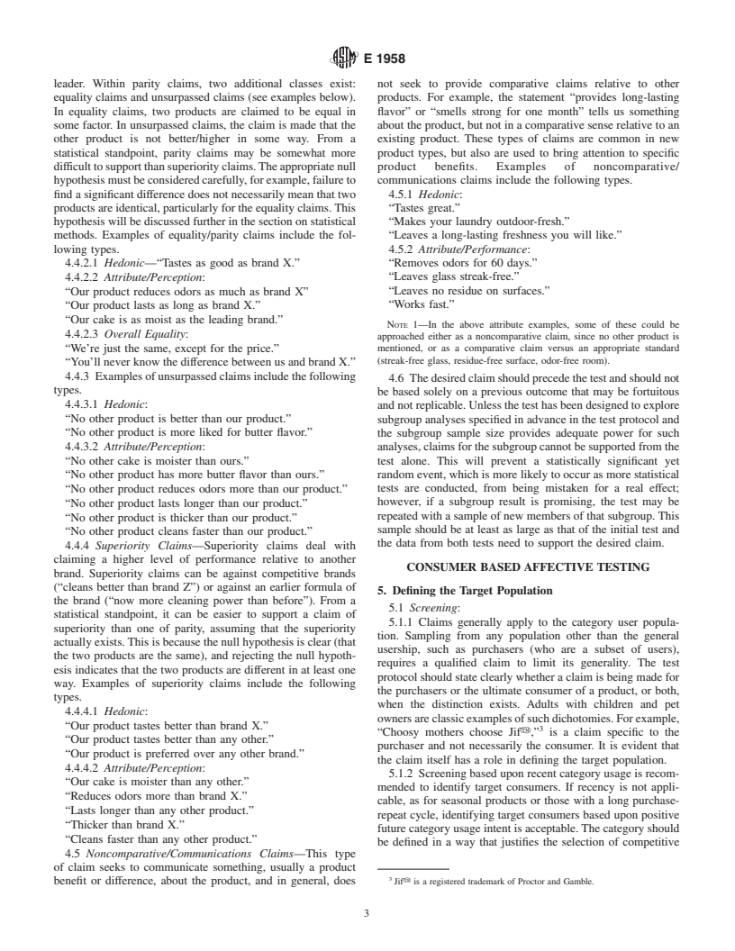 ASTM E1958-98 - Standard Guide for Sensory Claim Substantiation