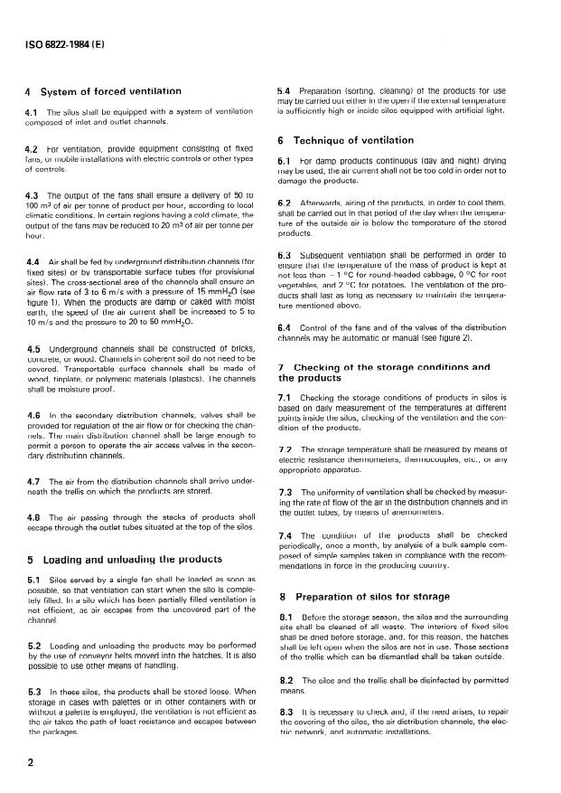 ISO 6822:1984 ISO 6822:1984 - Potatoes, root vegetables and round-headed cabbages -- Guide to storage in silos using forced ventilation - Page 4 preview