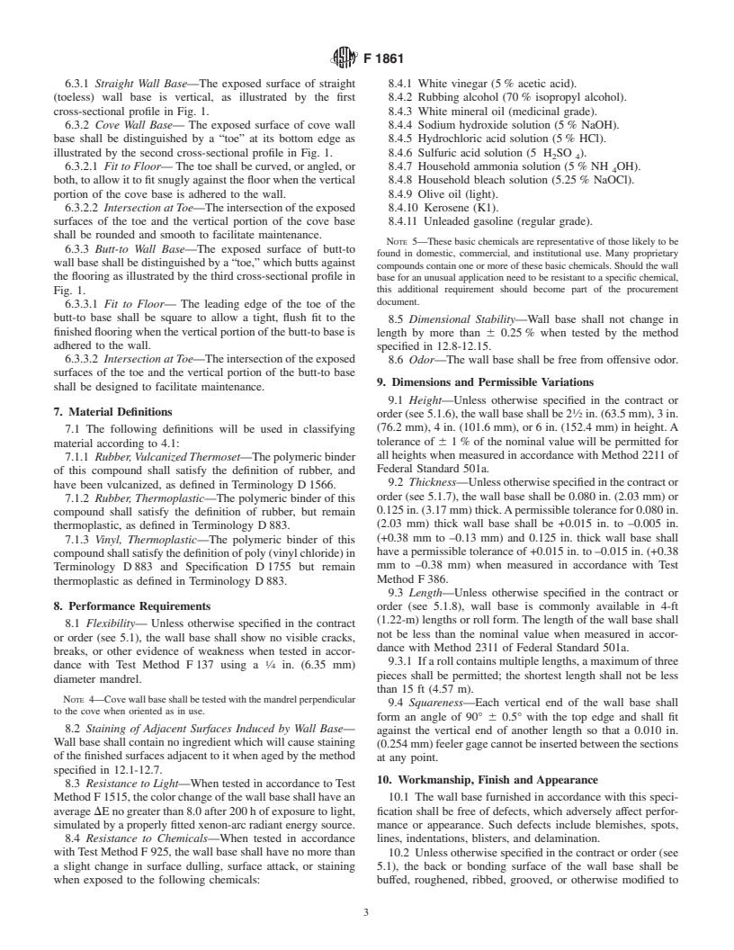 ASTM F1861-00 - Standard Specification for Resilient Wall Base