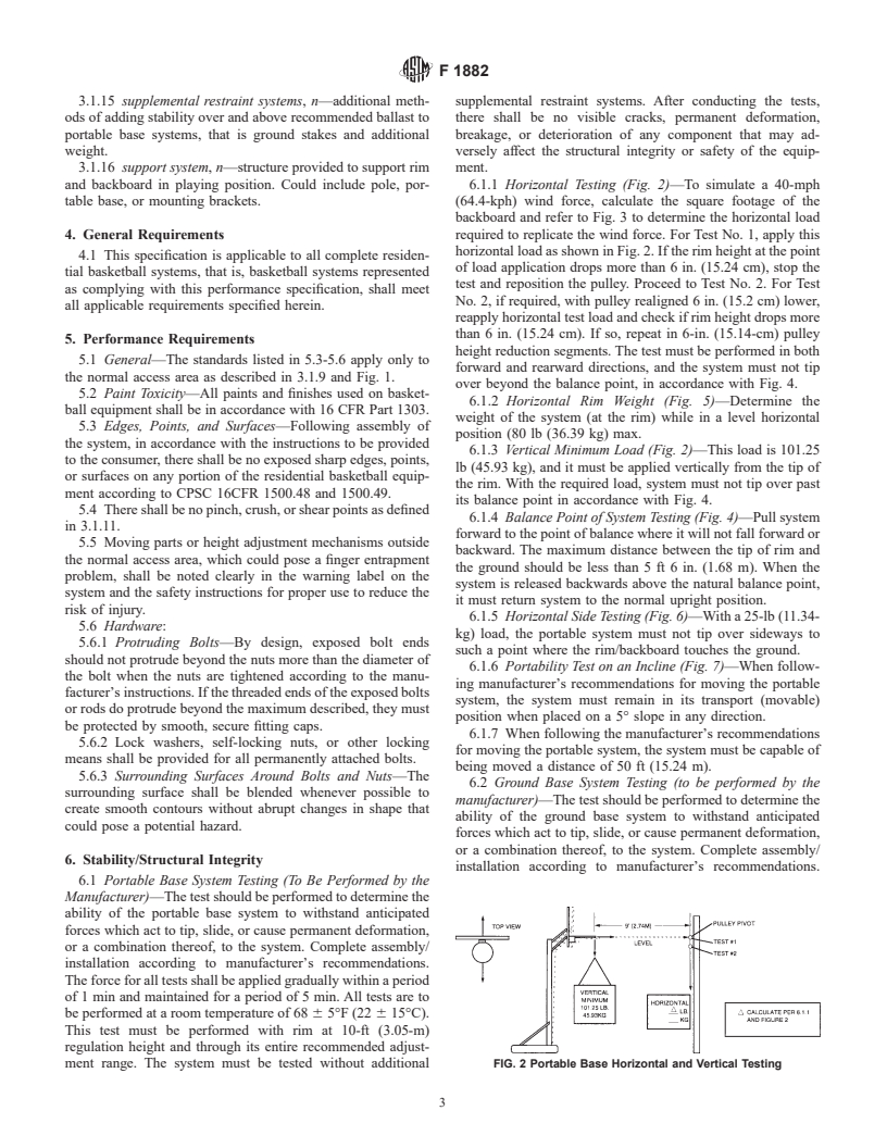 ASTM F1882-98 - Standard Specification for Residential Basketball Systems