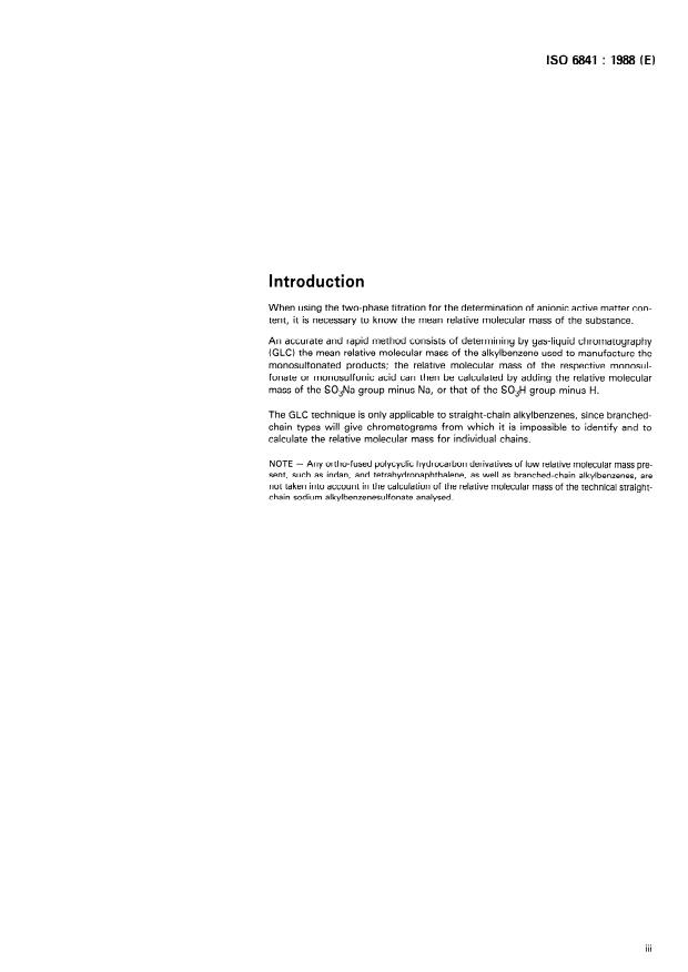 ISO 6841:1988 - Surface active agents -- Technical straight-chain sodium alkylbenzenesulfonates -- Determination of mean relative molecular mass by gas-liquid chromatography