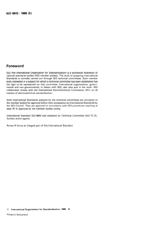 ISO 6843:1988 ISO 6843:1988 - Surface active agents -- Sulfated ethoxylated alcohols and alkylphenols -- Estimation of the mean relative molecular mass - Page 2 preview