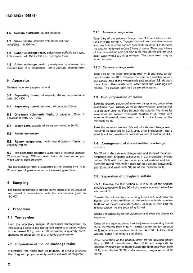 ISO 6843:1988 ISO 6843:1988 - Surface active agents -- Sulfated ethoxylated alcohols and alkylphenols -- Estimation of the mean relative molecular mass - Page 4 preview