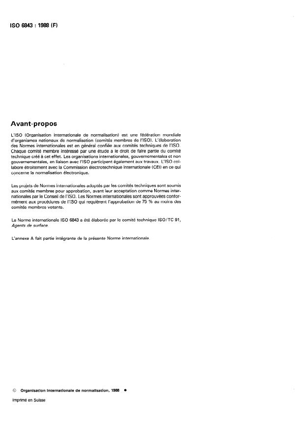 ISO 6843:1988 ISO 6843:1988 - Agents de surface -- Sulfates d'alcools et d'alkylphénols éthoxylés -- Évaluation de la masse moléculaire relative moyenne - Page 2 preview