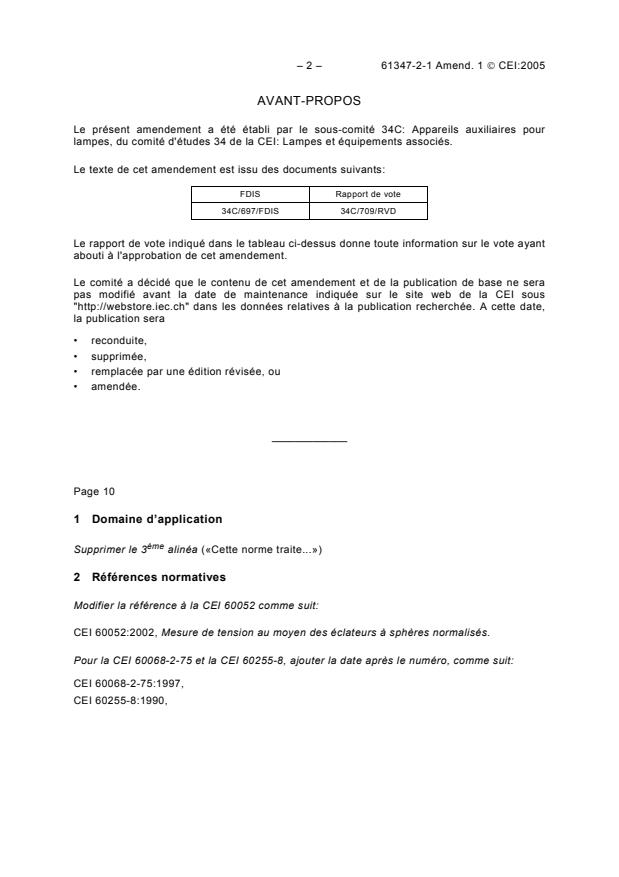 IEC 61347-2-1:2000/AMD1:2005 IEC 61347-2-1:2000/AMD1:2005 - Amendment 1 - Lamp controlgear - Part 2-1: Particular requirements for starting devices (other than glow starters) - Page 2 preview