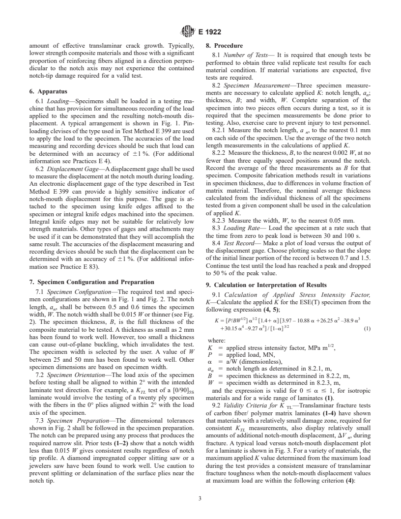 ASTM E1922-97 - Standard Test Method for Translaminar Fracture Toughness of Laminated Polymer Matrix Composite Materials