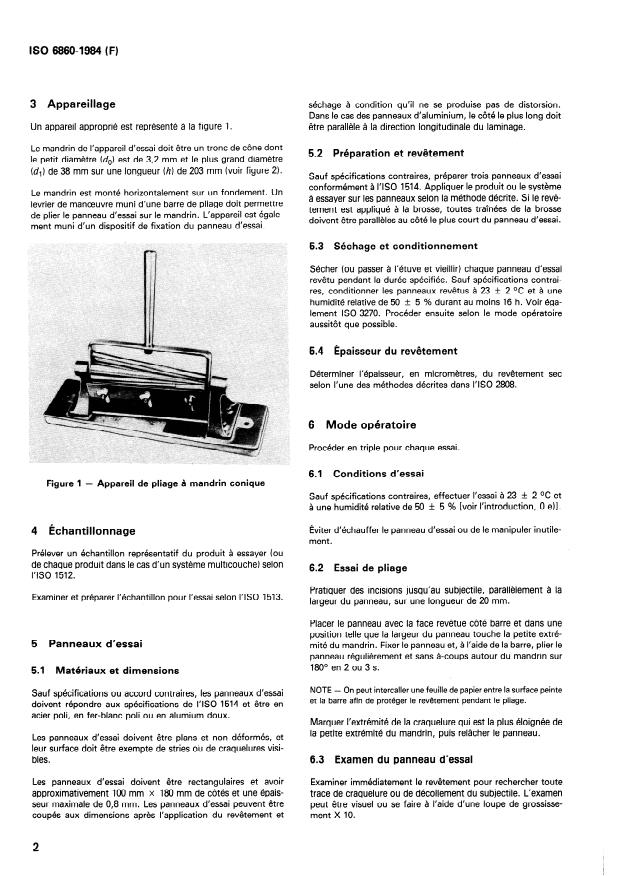 ISO 6860:1984 ISO 6860:1984 - Peintures et vernis -- Essai de pliage (mandrin conique) - Page 4 preview