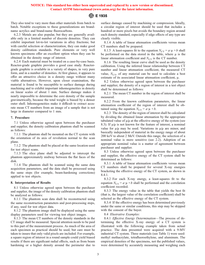 ASTM E1935-97 - Standard Test Method for Calibrating and Meausring CT Density