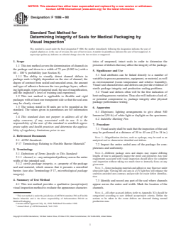 ASTM F1886-98 - Standard Test Method for Determining Integrity of Seals for Medical Packaging by Visual Inspection
