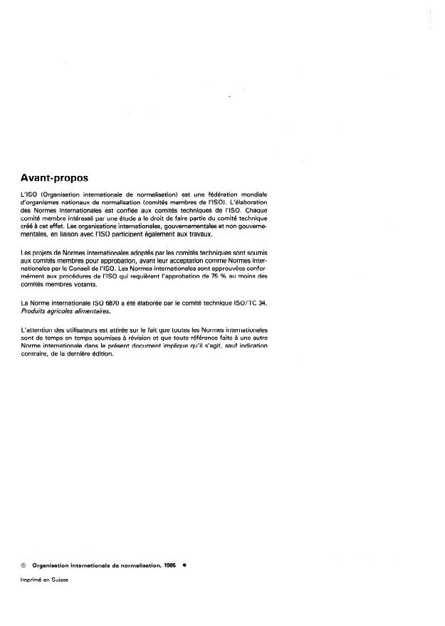 ISO 6870:1985 ISO 6870:1985 - Aliments des animaux -- Dosage de la zéaralénone - Page 2 preview