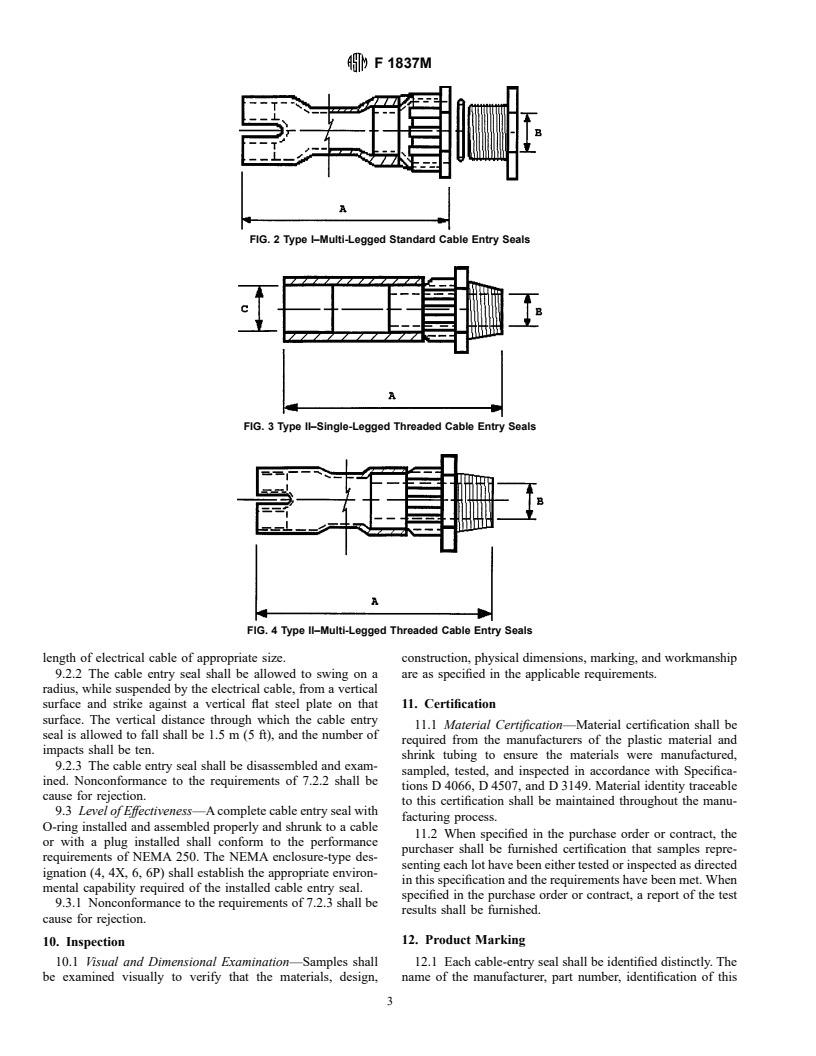 ASTM F1837M-97 - Standard Specification for Heat-Shrink Cable Entry Seals (Metric)