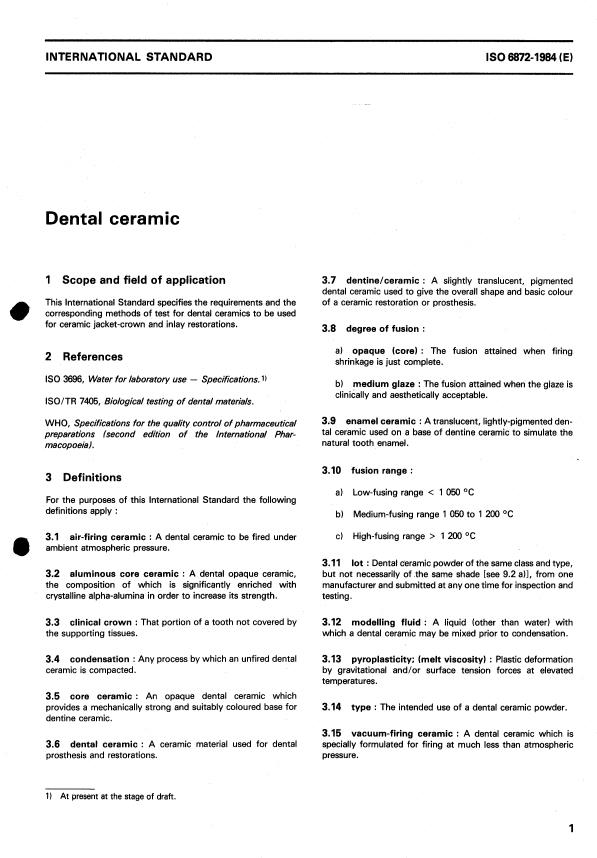 ISO 6872:1984 - Dental ceramic