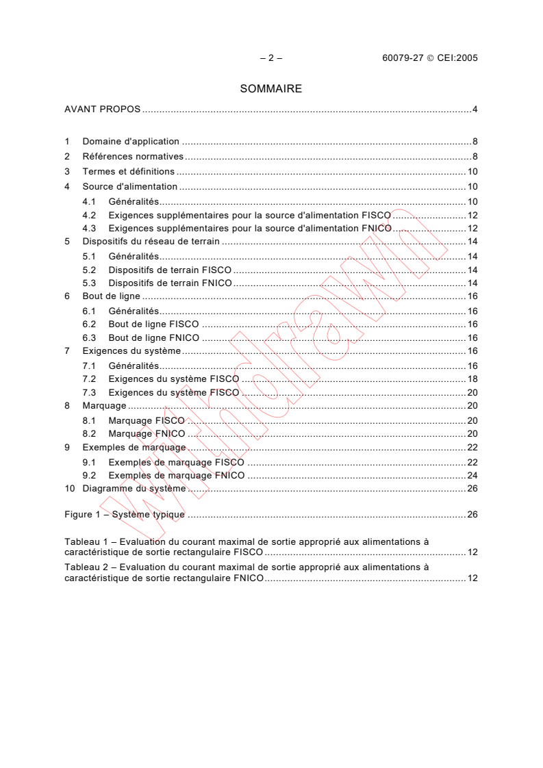 IEC 60079-27:2005 IEC 60079-27:2005 - Electrical apparatus for explosive gas atmospheres - Part 27: Fieldbus intrinsically safe concept (FISCO) and Fieldbus non-incendive concept (FNICO)
Released:4/11/2005
Isbn:2831879213 - Page 4 preview
