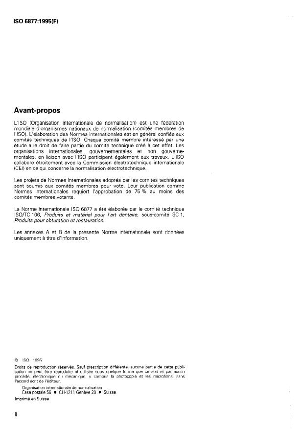 ISO 6877:1995 ISO 6877:1995 - Cônes d'obturation dentaires pour canaux radiculaires - Page 2 preview
