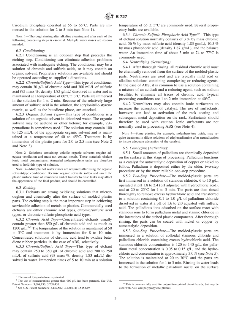 ASTM B727-83(1995) - Standard Practice for Preparation of Plastics Materials for Electroplating (Withdrawn 2004)