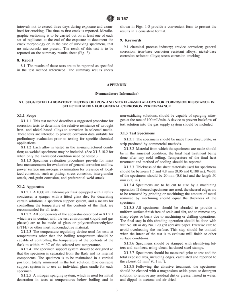 ASTM G157-98 - Standard Guide for Evaluating the Corrosion Properties of Wrought Iron- and Nickel-Based Corrosion Resistant Alloys for the Chemical Process Industries