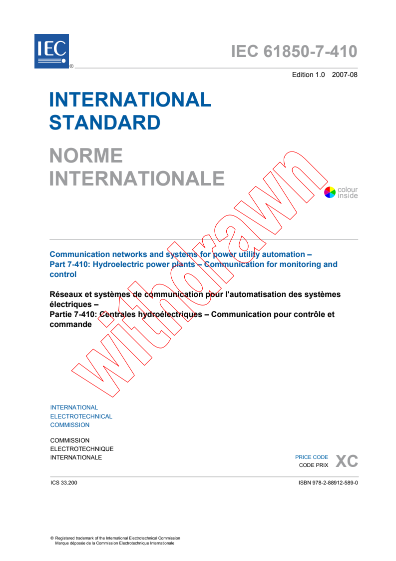 IEC 61850-7-410:2007 - Communication networks and systems for power utility automation - Part 7-410: Hydroelectric power plants - Communication for monitoring and control
Released:8/10/2007
Isbn:9782889125890