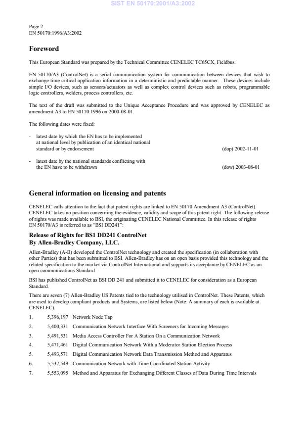 EN 50170:1996/A3:2002 EN 50170:2001/A3:2002 - Page 4 preview