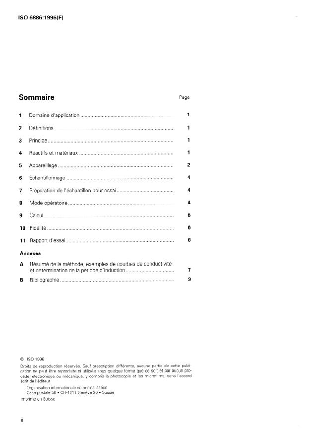 ISO 6886:1996 ISO 6886:1996 - Corps gras d'origines animale et végétale -- Détermination de la stabilité a l'oxydation (Test d'oxydation accéléré) - Page 2 preview
