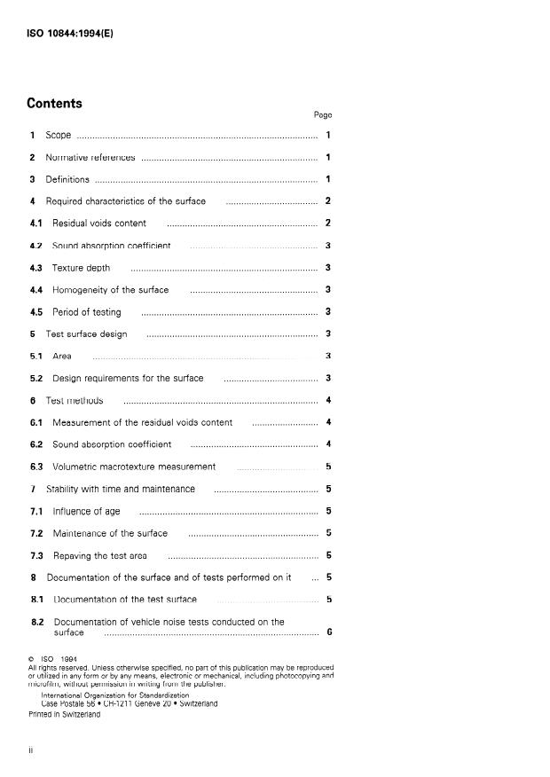 ISO 10844:1994 ISO 10844:1994 - Acoustics -- Specification of test tracks for the purpose of measuring noise emitted by road vehicles - Page 2 preview