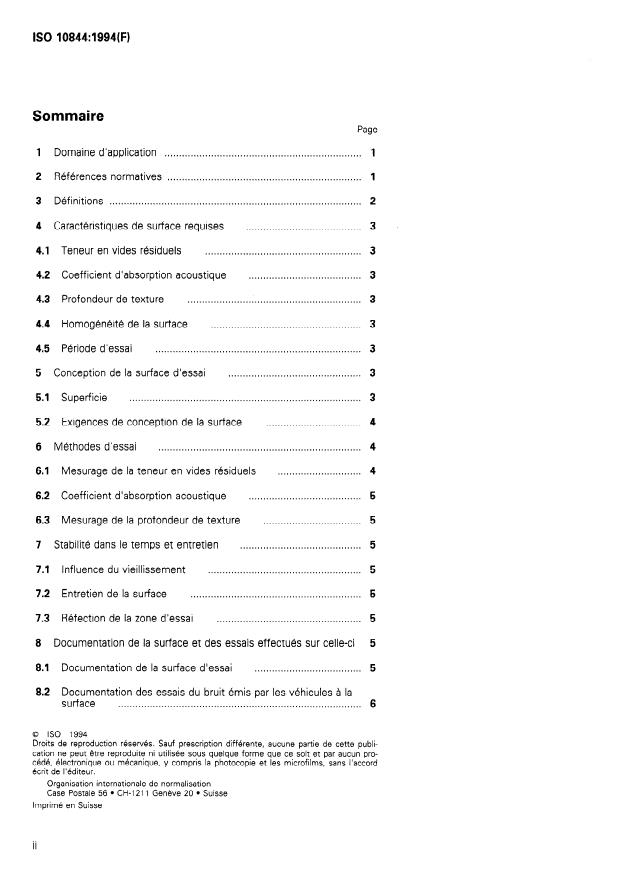 ISO 10844:1994 ISO 10844:1994 - Acoustique -- Spécification des surfaces d'essai pour le mesurage du bruit émis par les véhicules routiers - Page 2 preview