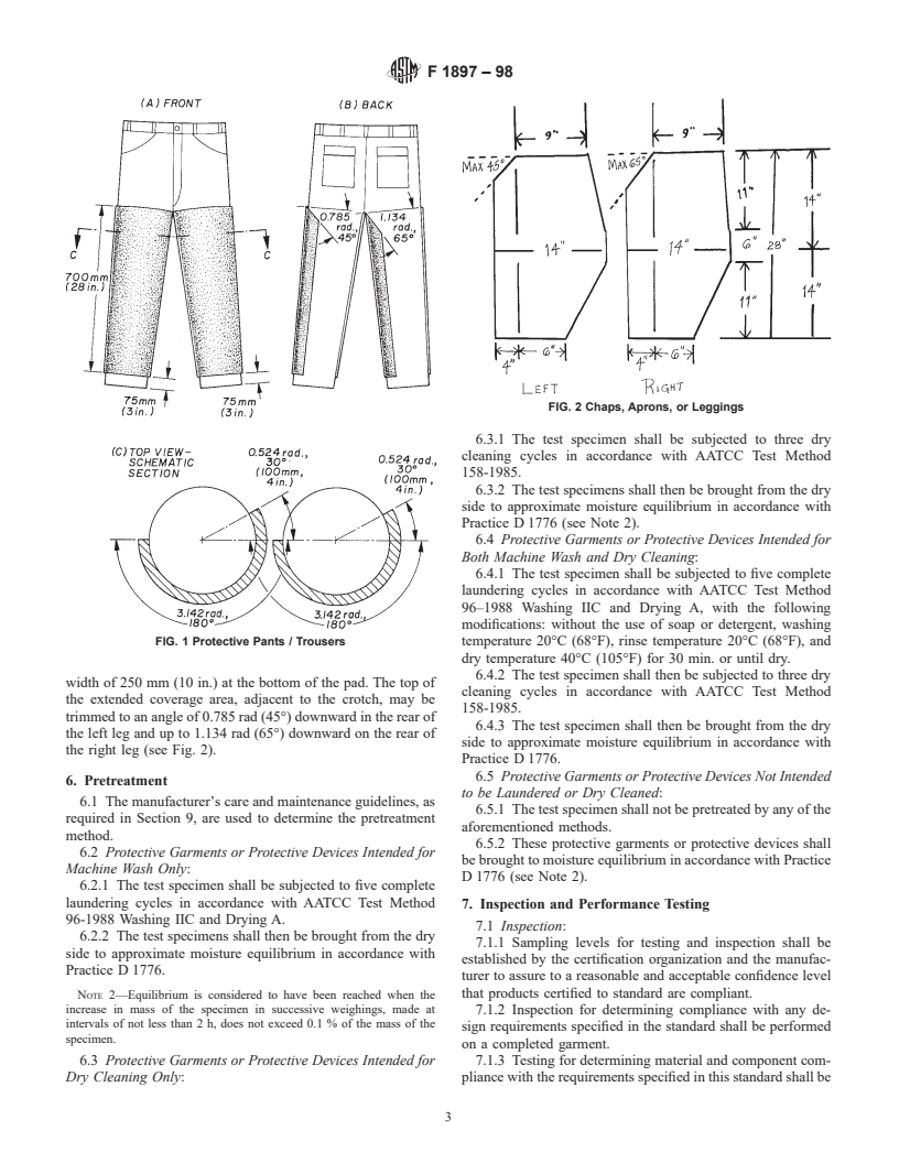 ASTM F1897-98 - Standard Specification for Leg Protection for Chain Saw Users