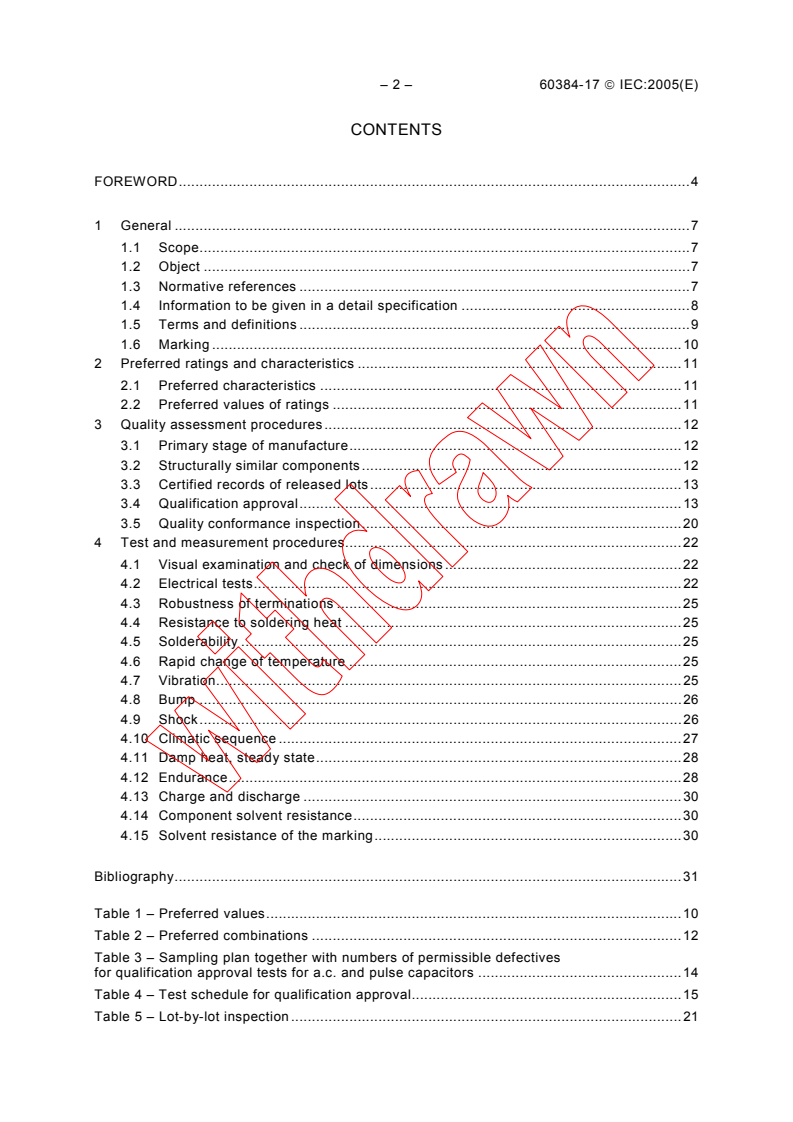 IEC 60384-17:2005 IEC 60384-17:2005 - Fixed capacitors for use in electronic equipment - Part 17: Sectional specification: Fixed metallized polypropylene film dielectric a.c. and pulse capacitors
Released:11/9/2005
Isbn:2831883385 - Page 4 preview