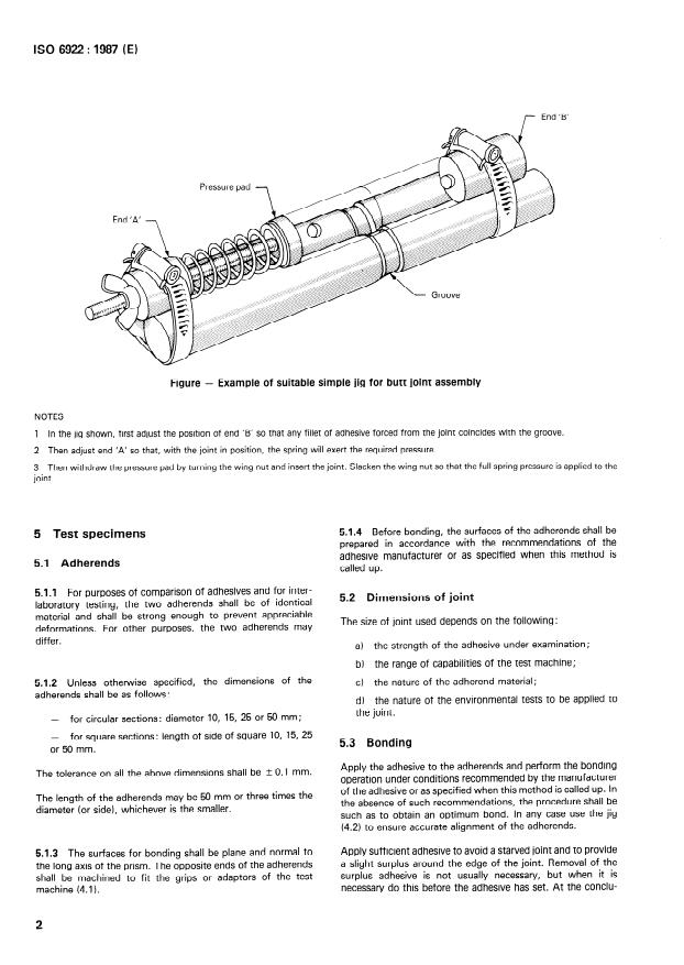 ISO 6922:1987 ISO 6922:1987 - Adhesives -- Determination of tensile strength of butt joints - Page 4 preview