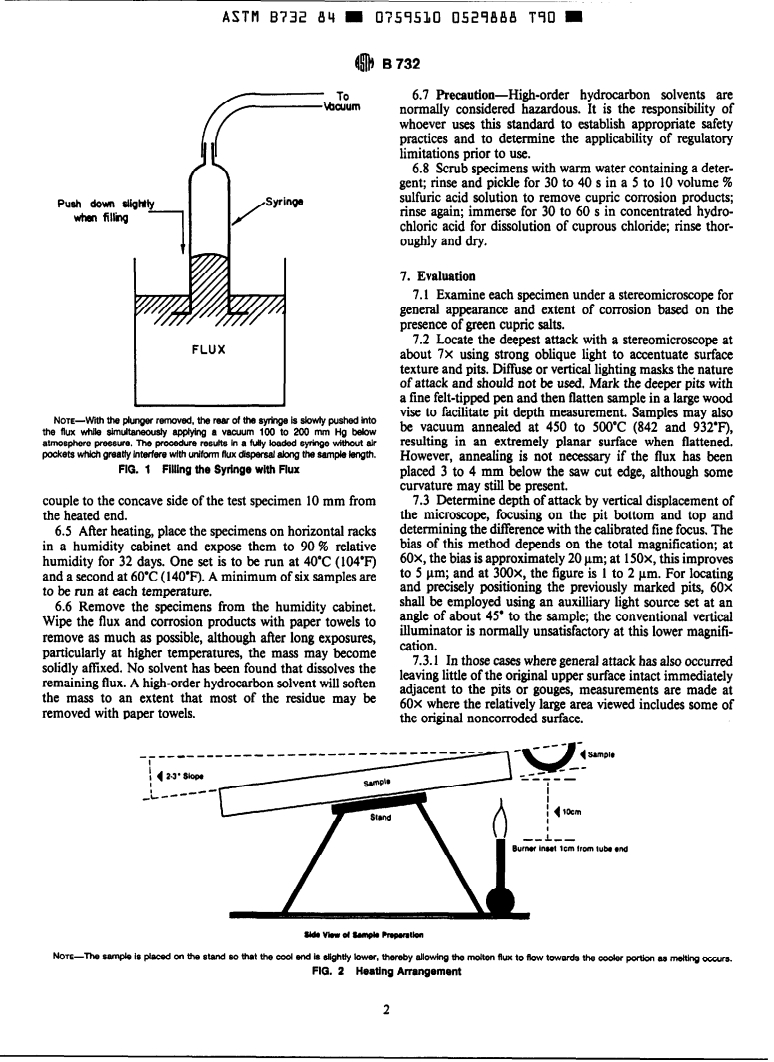 ASTM B732-84(1993)e1 - Standard Test Method for Evaluating the Corrosivity of Solder Fluxes for Copper Tubing Systems (Withdrawn 1998)