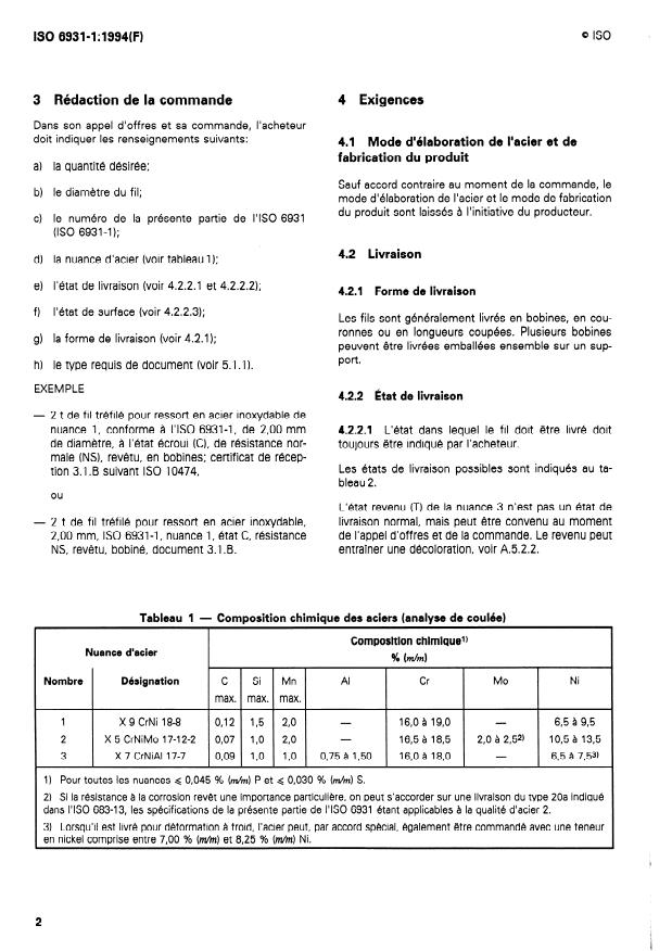 ISO 6931-1:1994 ISO 6931-1:1994 - Aciers inoxydables pour ressorts - Page 4 preview
