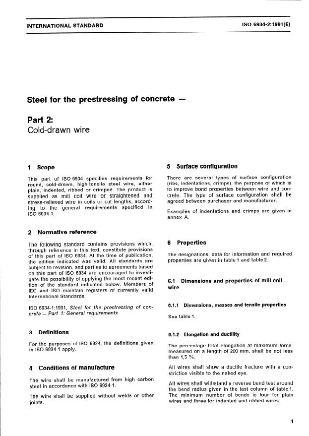 ISO 6934-2:1991 - Steel for the prestressing of concrete