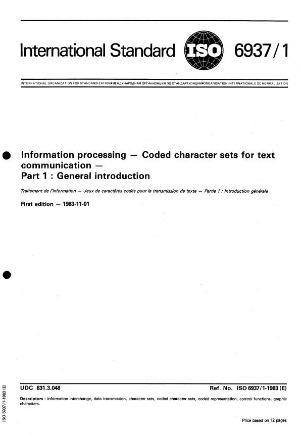 ISO 6937-1:1983 - Information processing -- Coded character sets for text communication