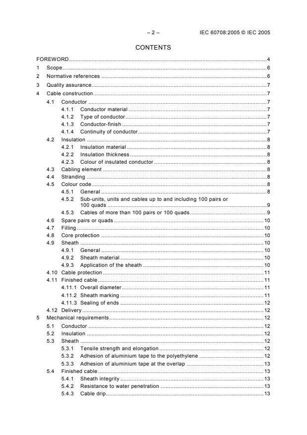IEC 60708:2005 IEC 60708:2005 - Low-frequency cables with polyolefin insulation and moisture barrier polyolefin sheath - Page 4 preview