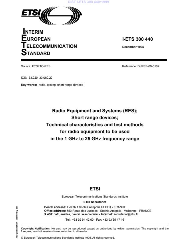 I-ETS 300 440:1999