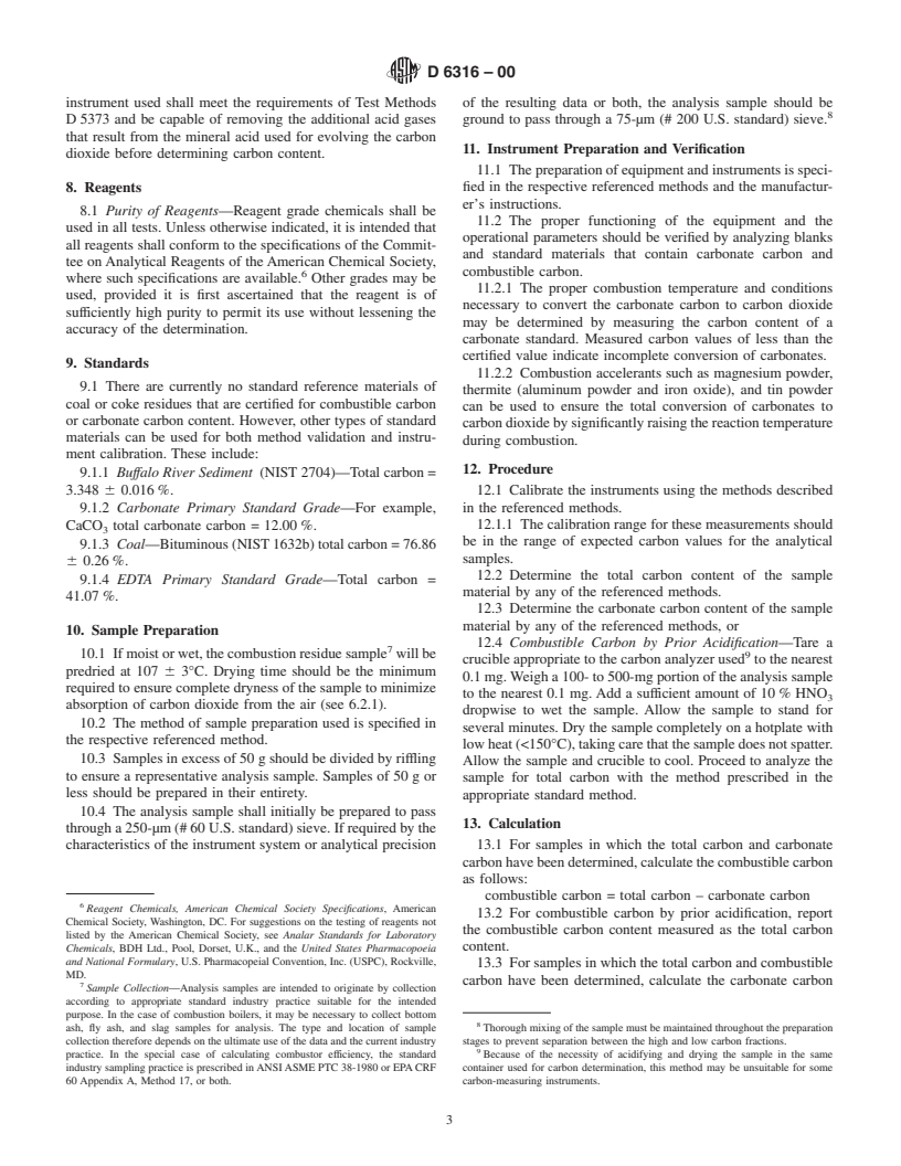 ASTM D6316-00 - Standard Test Method for Determination of Total, Combustible and Carbonate Carbon in Solid Residues from Coal and Coke