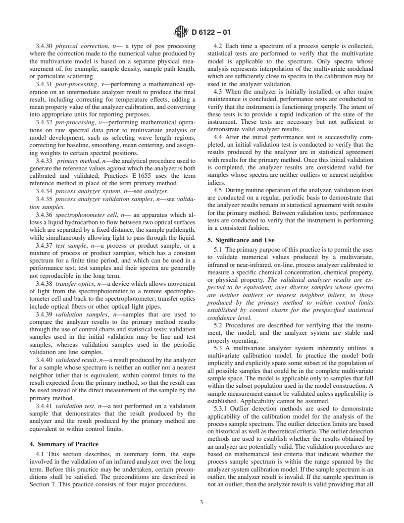 ASTM D6122-01 - Standard Practice for Validation of Multivariate Process Infrared Spectrophotometers