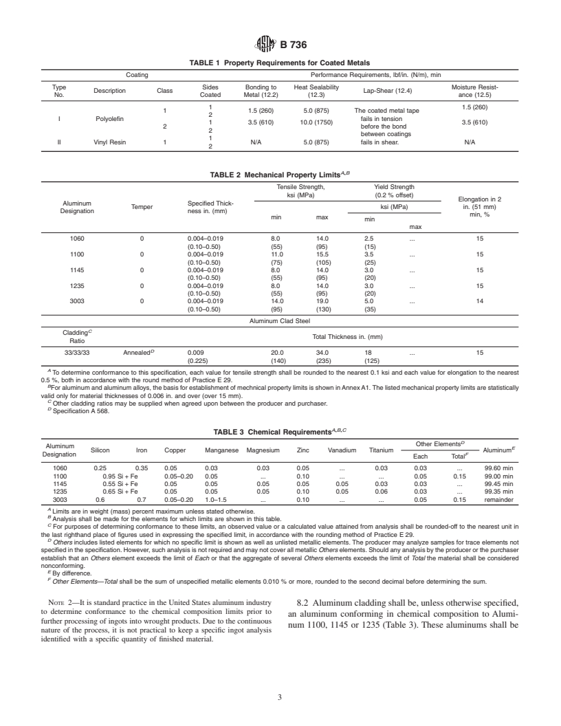 ASTM B736-00 - Standard Specification for Aluminum, Aluminum Alloy and Aluminum-Clad Steel Cable Shielding Stock