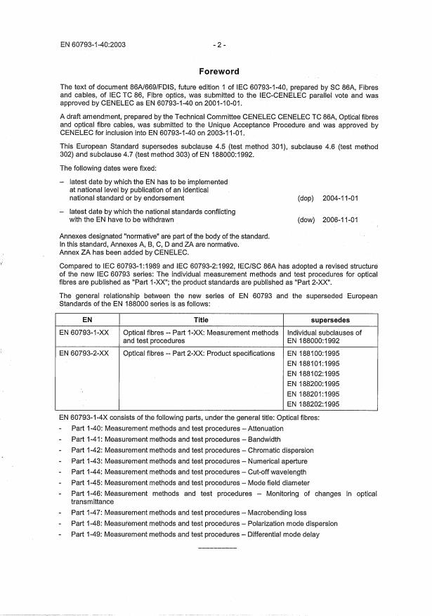 EN 60793-1-40:2003 EN 60793-1-40:2004 - Page 4 preview