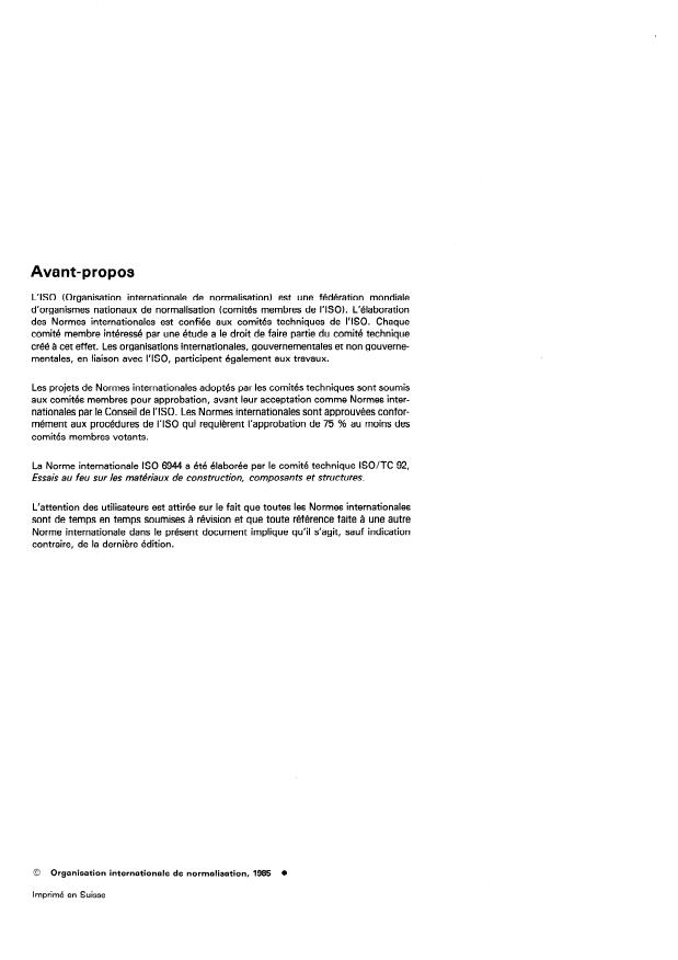 ISO 6944:1985 ISO 6944:1985 - Essais de résistance au feu -- Conduits de ventilation - Page 2 preview