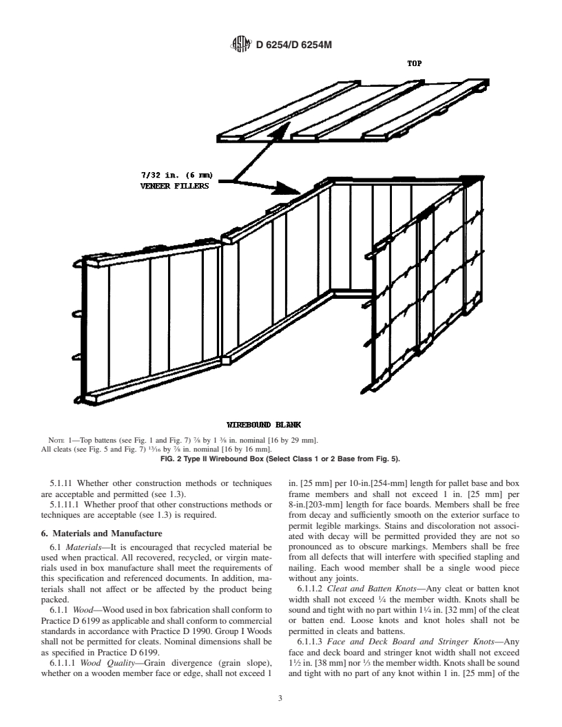 ASTM D6254/D6254M-99 - Standard Specification for Wirebound Pallet-Type Wood Boxes